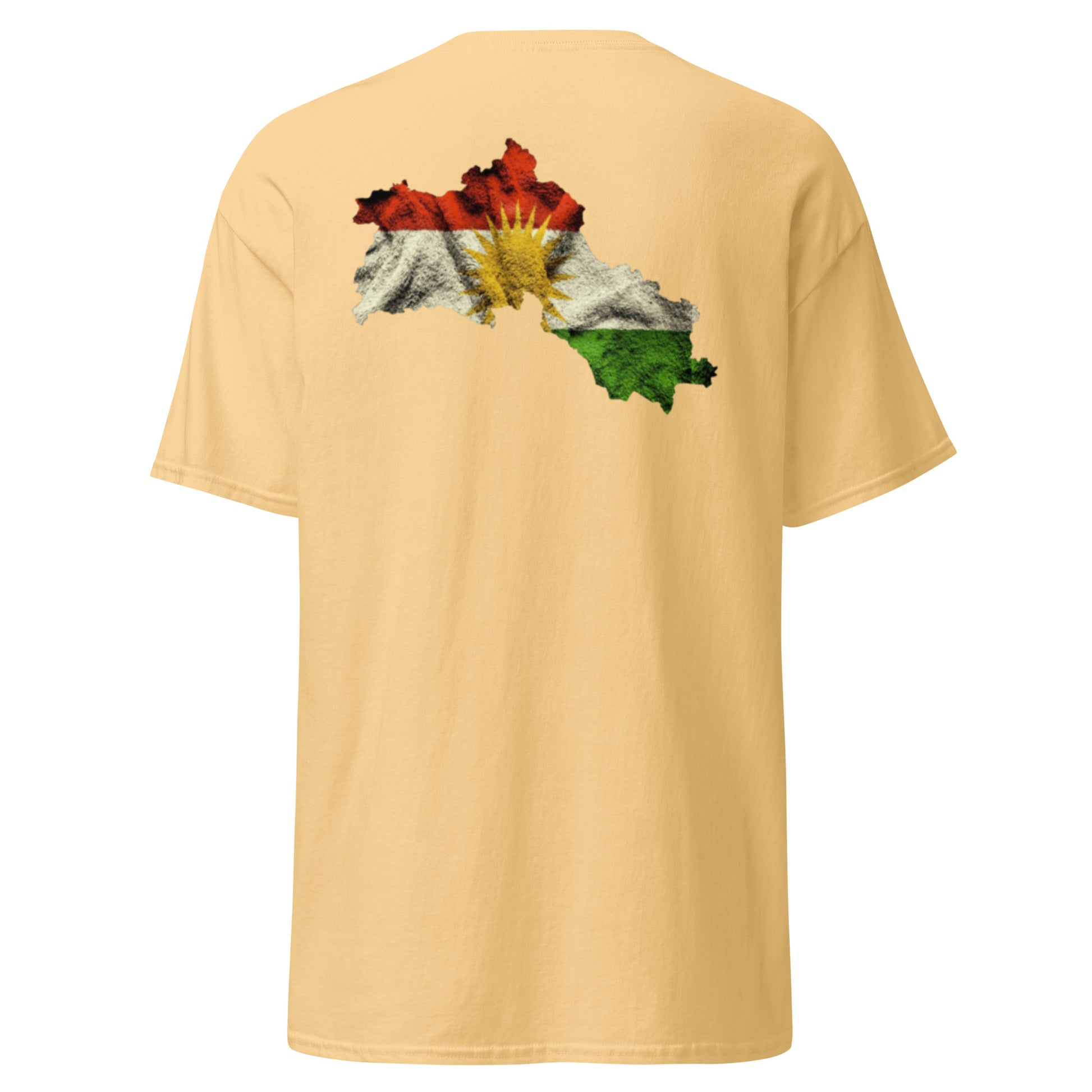 Kurdistan Map & Flag T-Shirt | Back Side Printing | Kurdish Tee - Kurdish Identity T-Shirt | MarsoniPrint