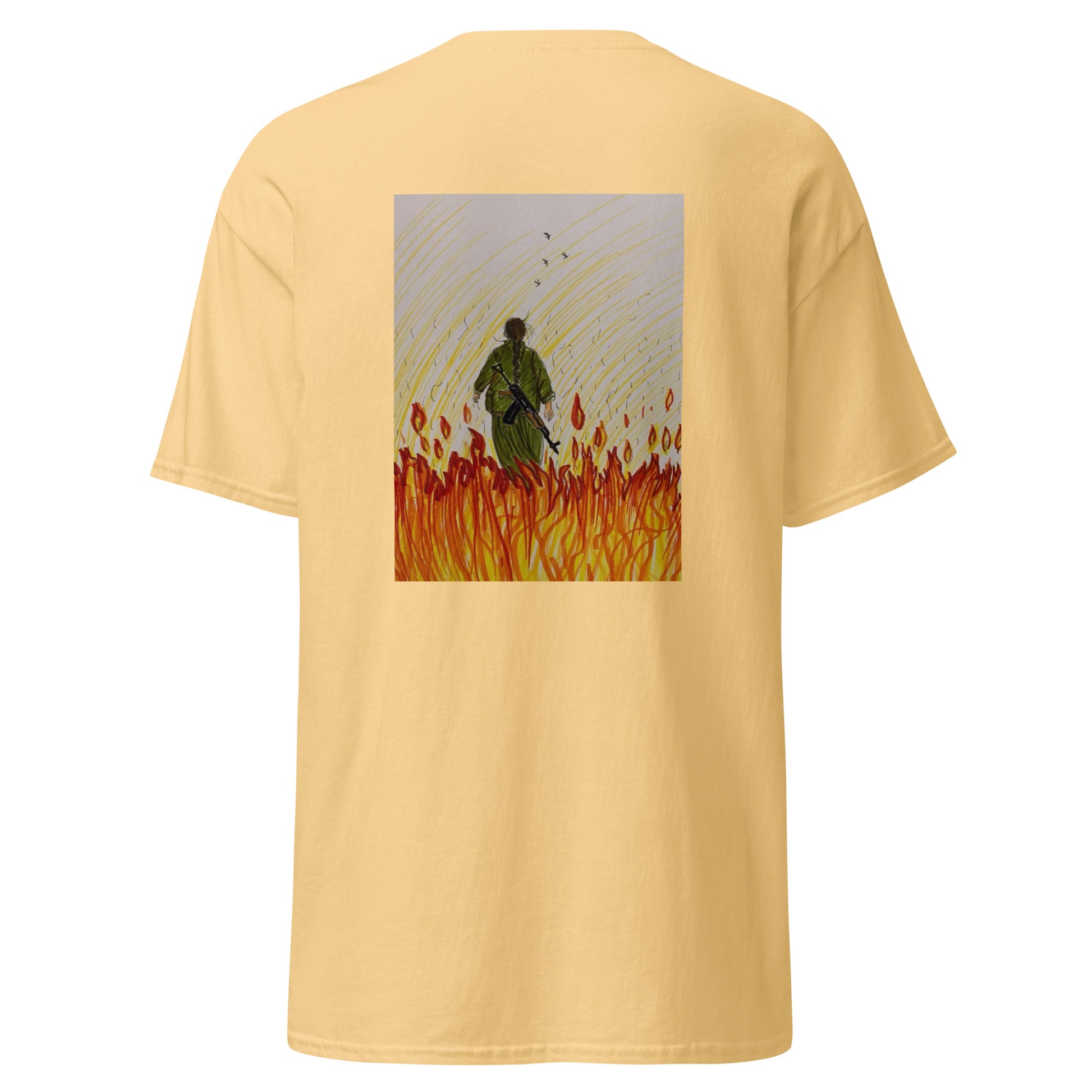 Gerilla T-Shirt | Back Side Printing | Kurdish Warrior Unisex Tee - Kurdish Identity T-Shirt | MarsoniPrint