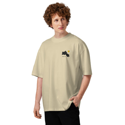 Embroidered Kurdistan map oversized t-shirt in organic cotton - Kurdish Identity T-Shirt | MarsoniPrint